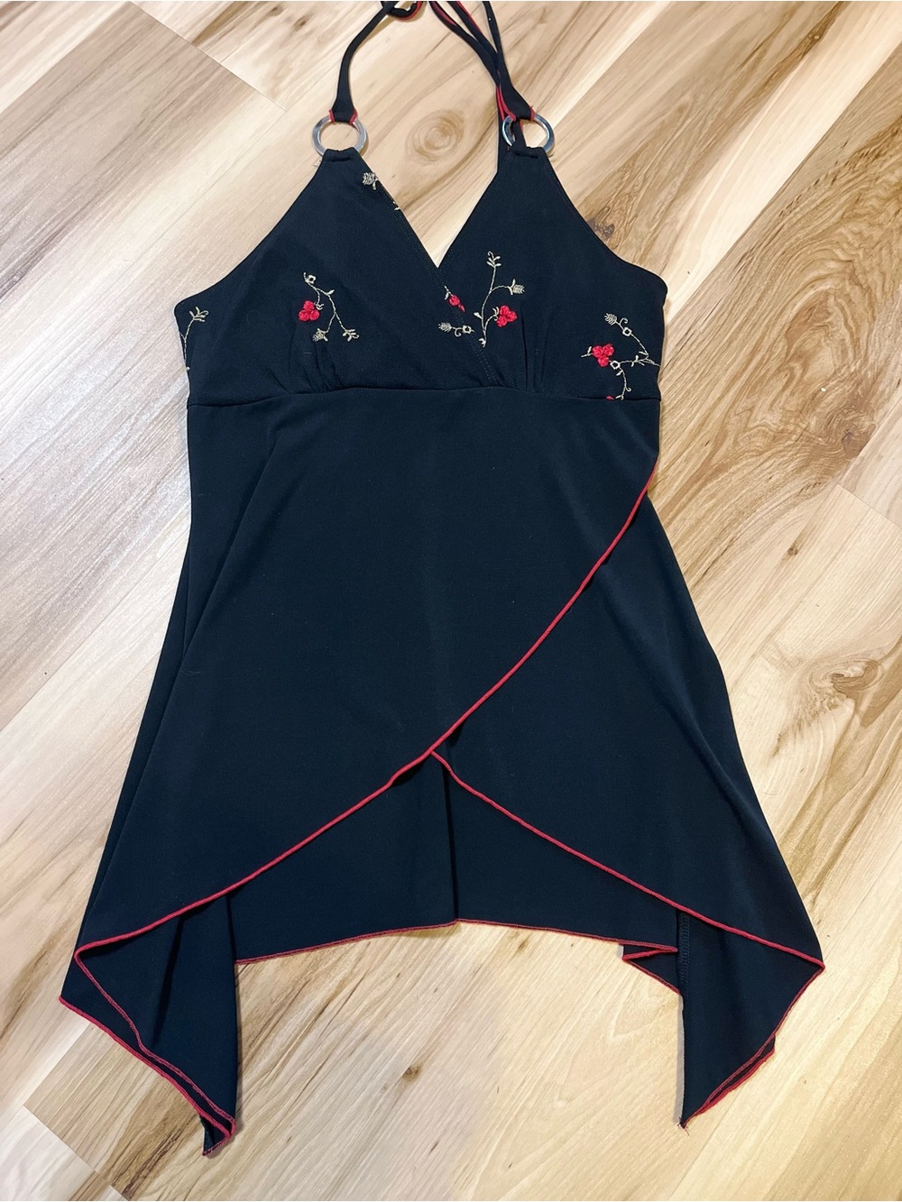 LA Express Y2K Large L Fairycore Whimsigoth Handkerchief Asymmetrical Floral Top